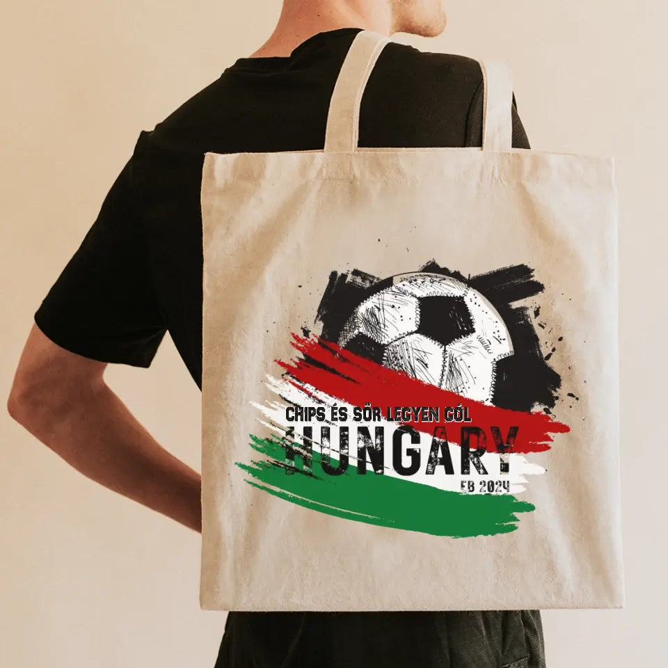 Személyre szabható EB 2024 focis ajándék vászontáska - magyar csapat