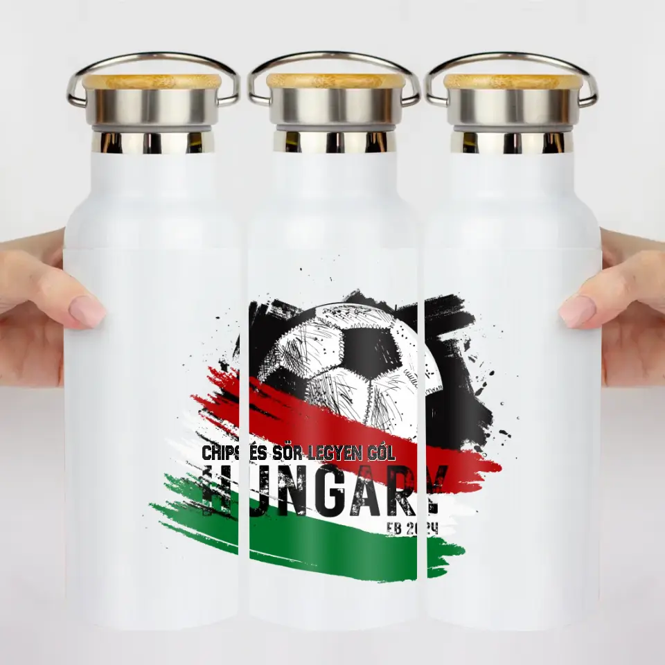 Személyre szabható EB 2024 focis ajándék kulacs - magyar csapat