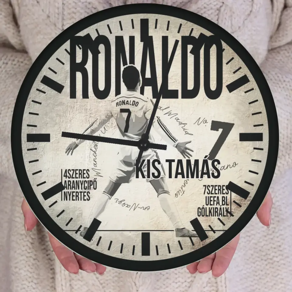 Egyedi focis ajándék falióra - Ronaldo