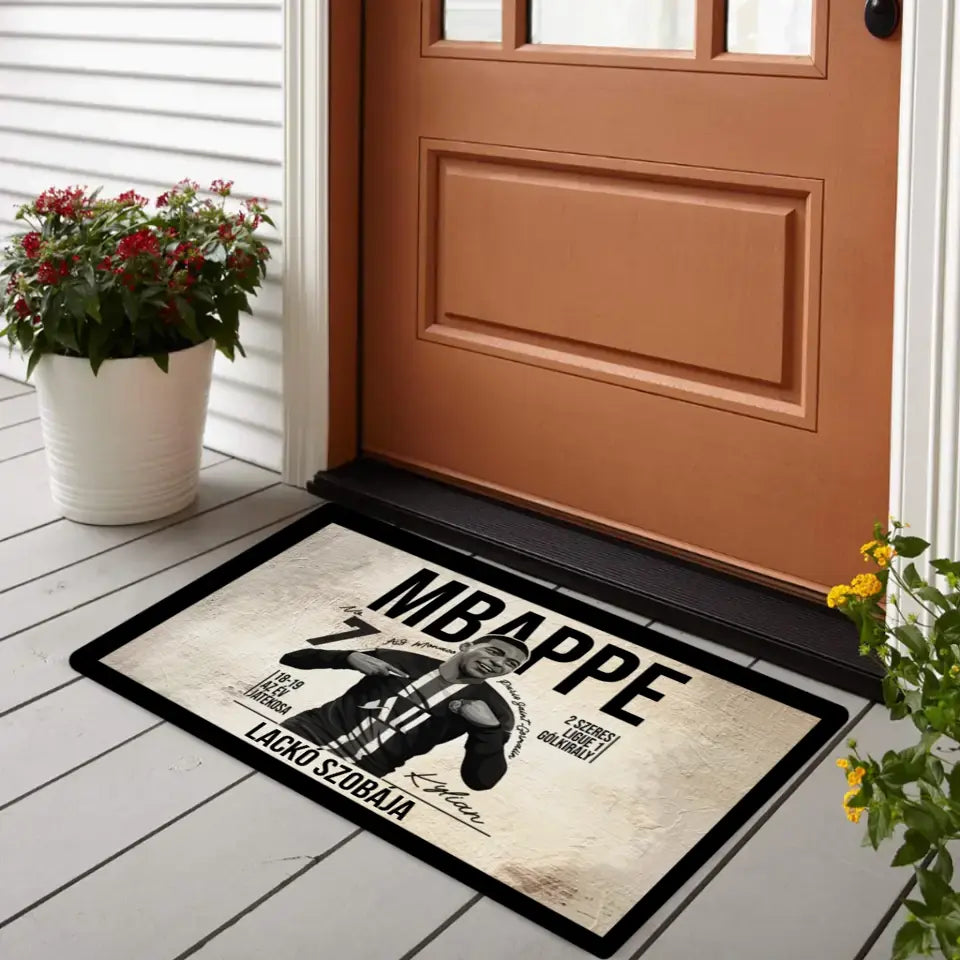 Egyedi neves Mbappe lábtörlő szőnyeg