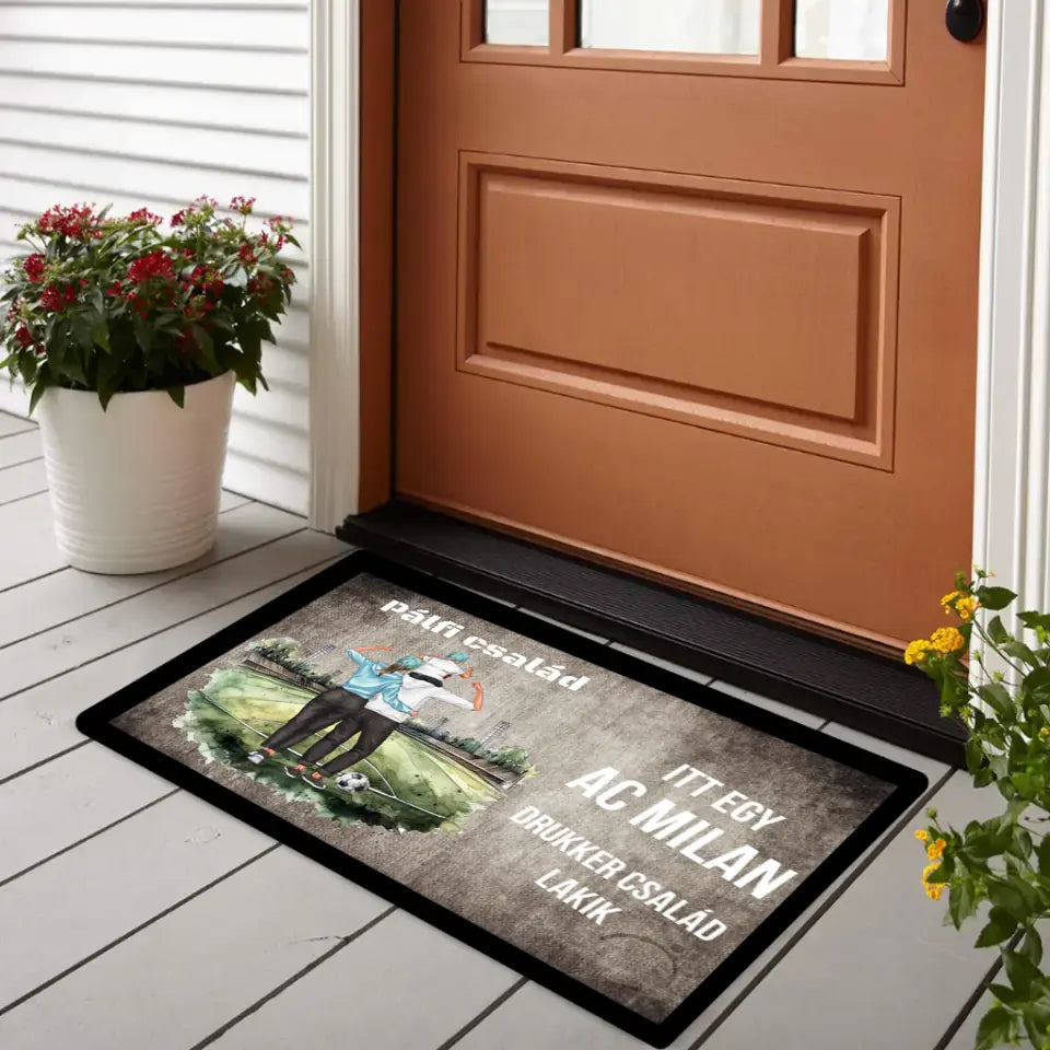 Foci drukker családos egyedi lábtörlő szerkeszthető karakterekkel