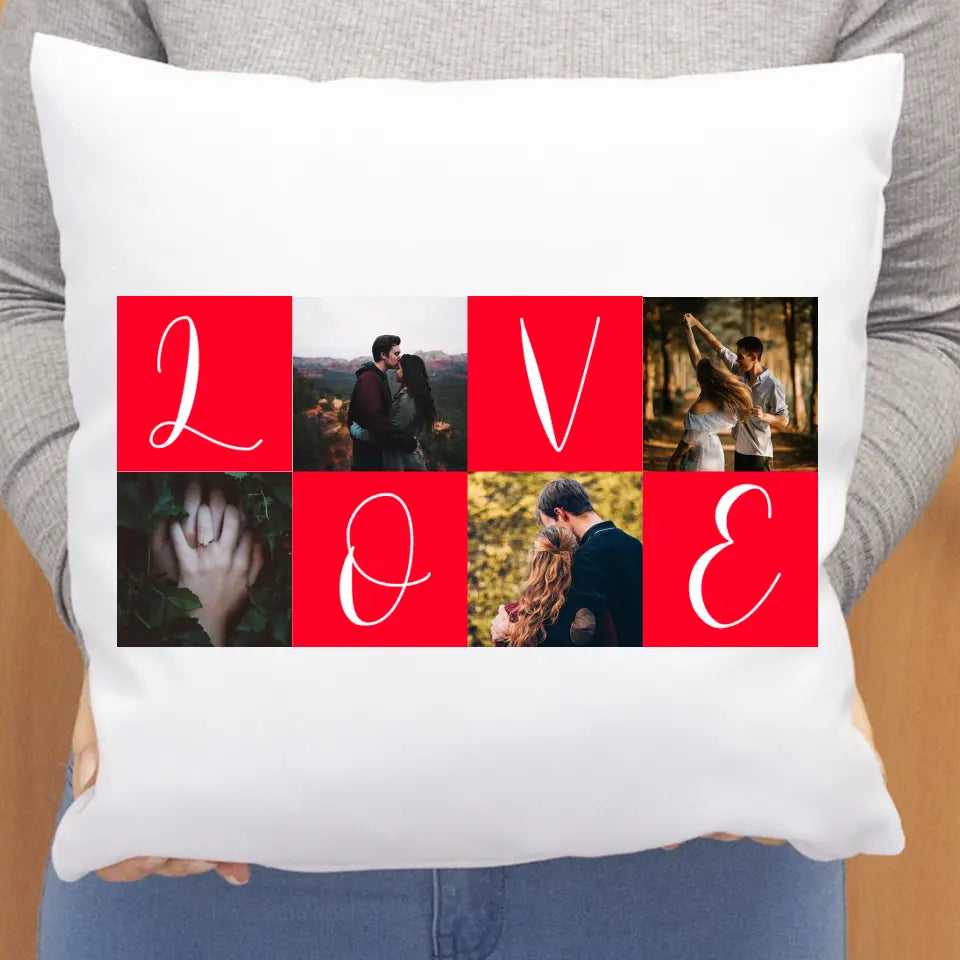 Love feliratos egyedi képes párna