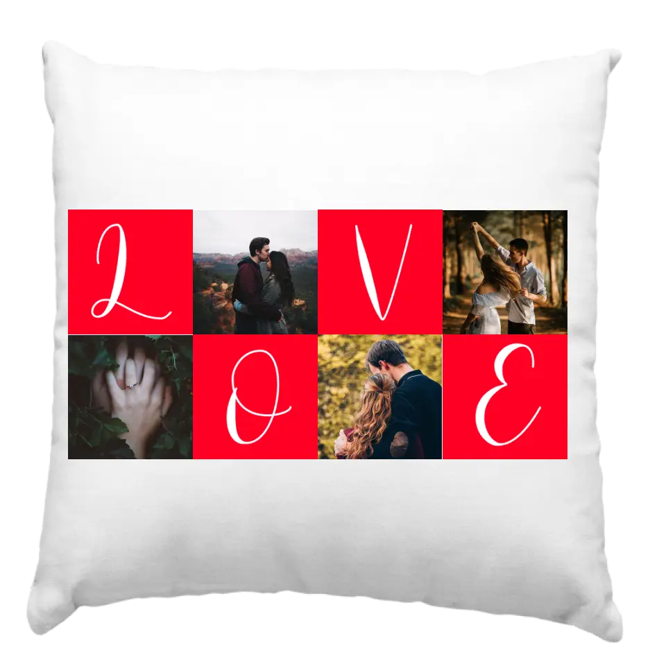 Love feliratos egyedi képes párna