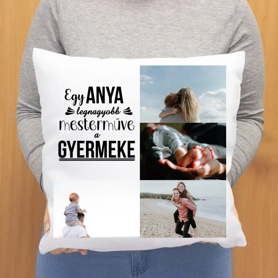 Egyedi fényképes párna Anyás idézettel