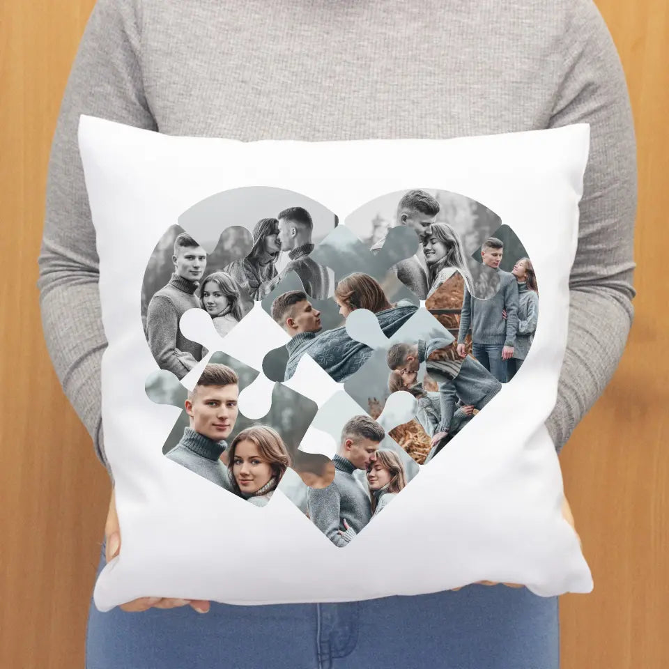 Mozaik mintás szív puzzle párna