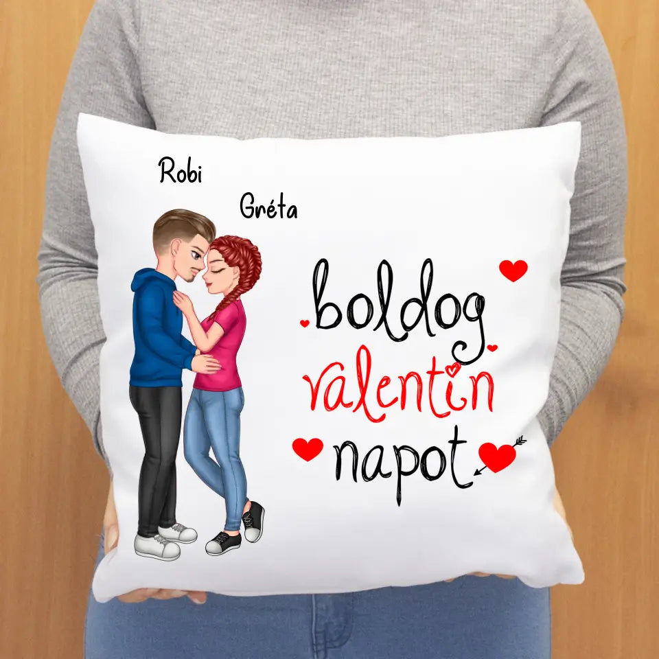 Valentin napi ölelkezős cuki páros párna