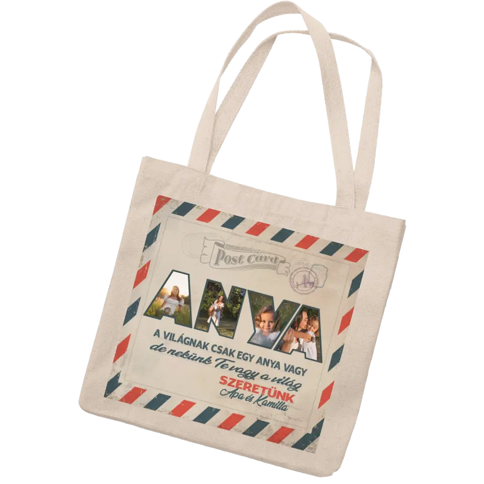Fényképes ajándék anyukáknak -kétoldalas vászontáska