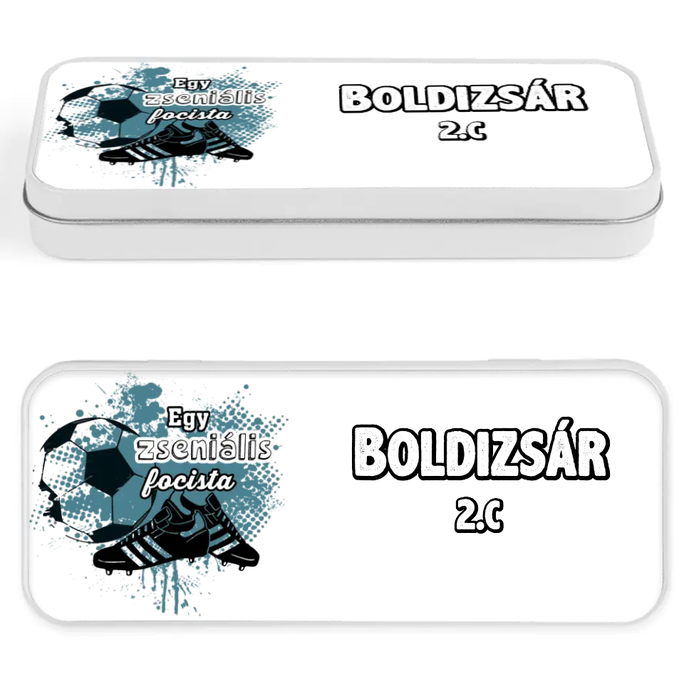 Egy zseniális focista tolltartó, egyedi névvel