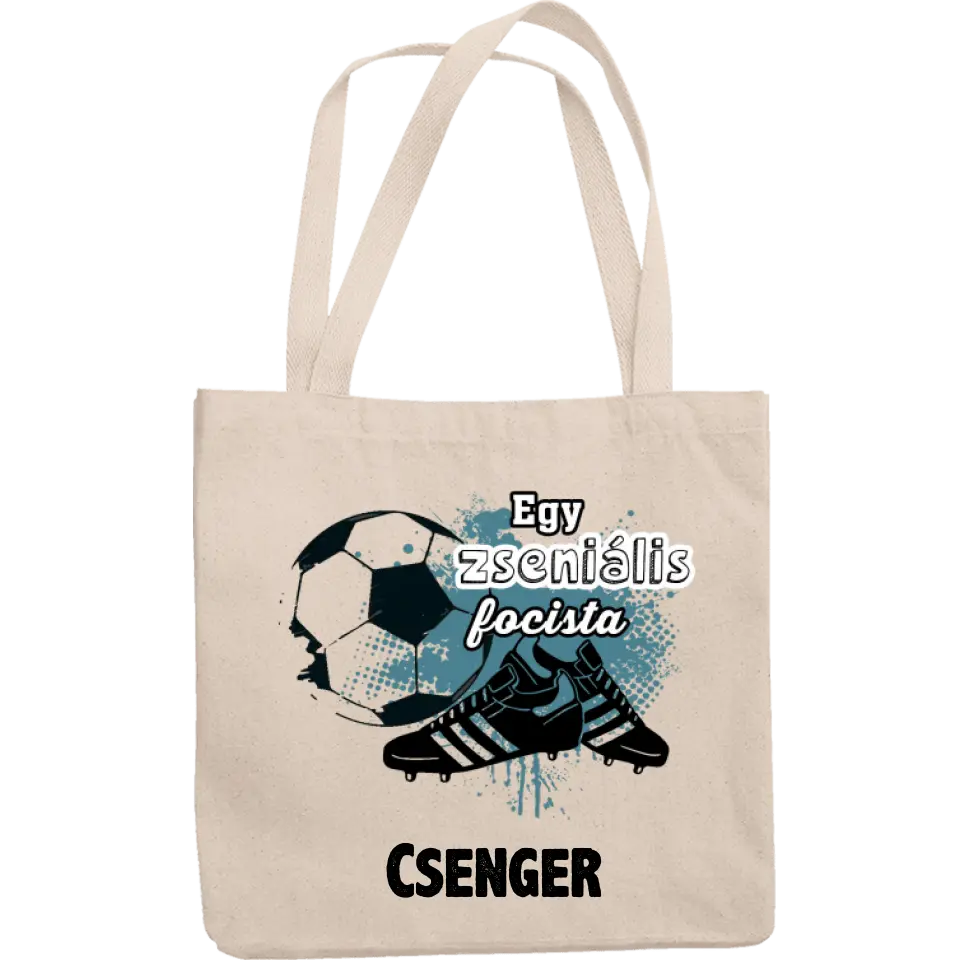 Egy zseniális focista feliratos vászontáska egyedi névvel