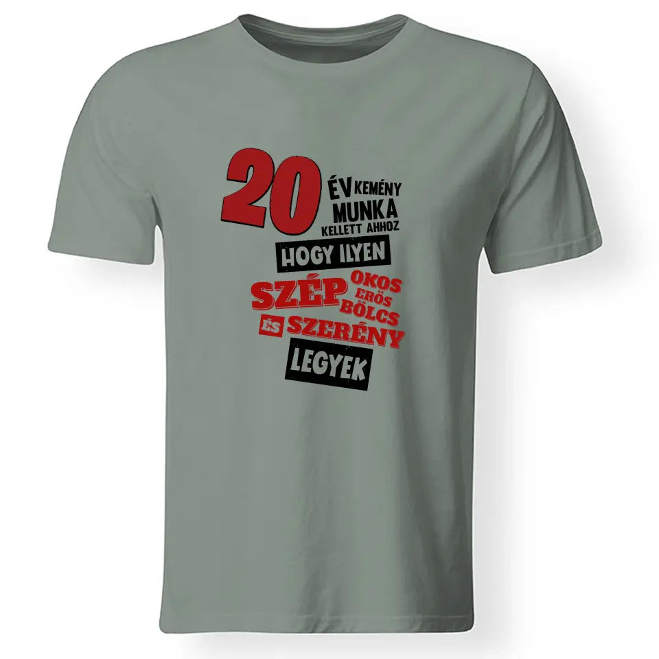 Szülinapi ajándék 20 éveseknek - 20 év kemény munka vicces póló férfiaknak