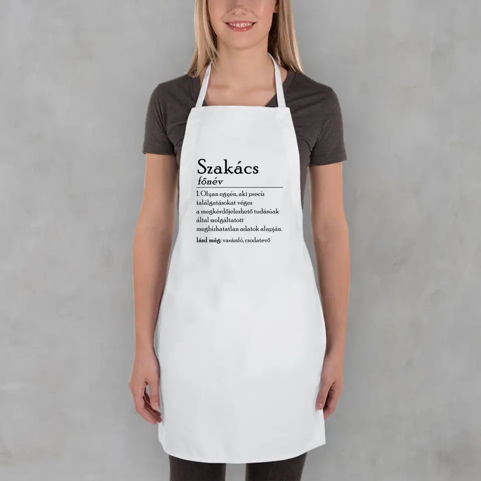 A szakács jelentése egyedi neves kötény