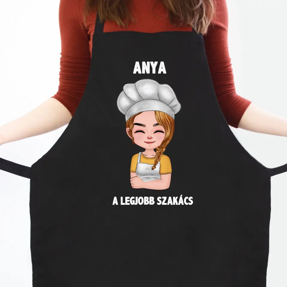 Cuki karakteres női fekete kötény