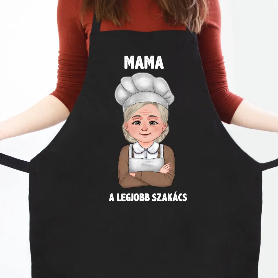 Cuki karakteres női fekete kötény mamáknak