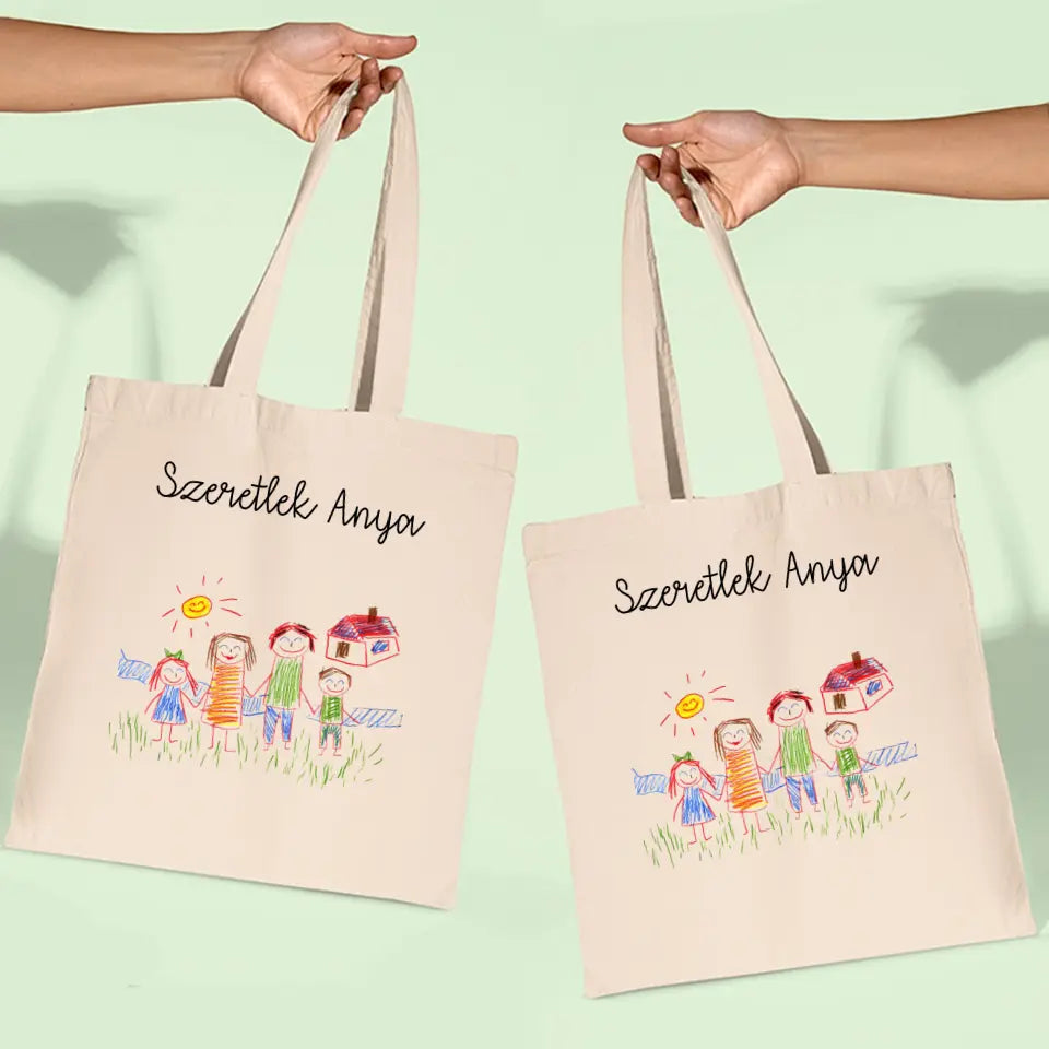 Gyerekrajzos vászontáska két oldalas nyomtatással
