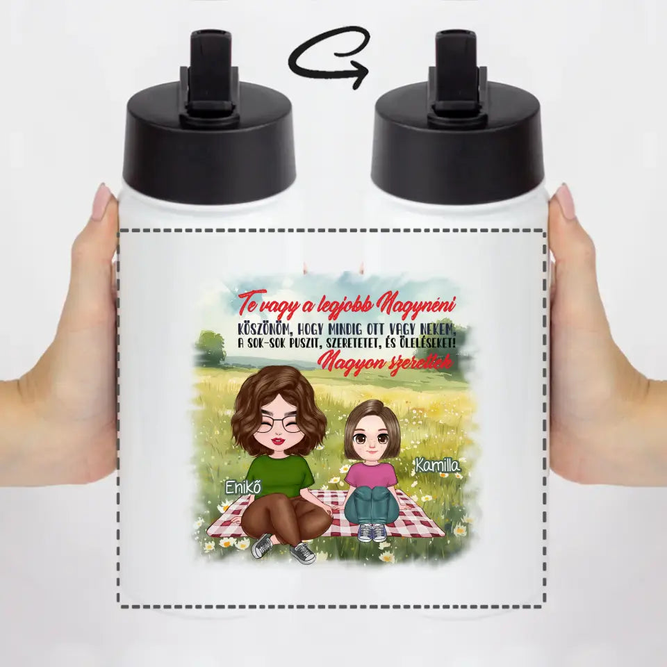 Te vagy a legjobb Nagynéni cuki karakteres egyedi anyák napi ajándék szívószálas kulacs