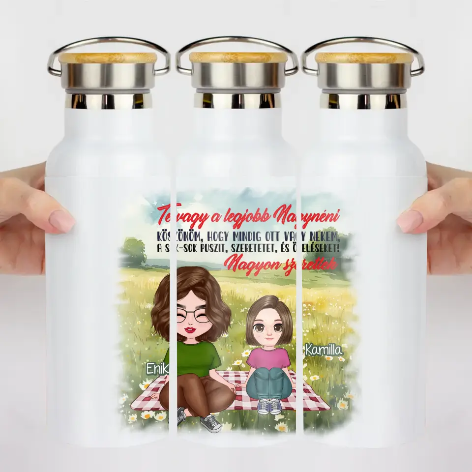 Te vagy a legjobb Nagynéni cuki karakteres egyedi anyák napi ajándék kulacs
