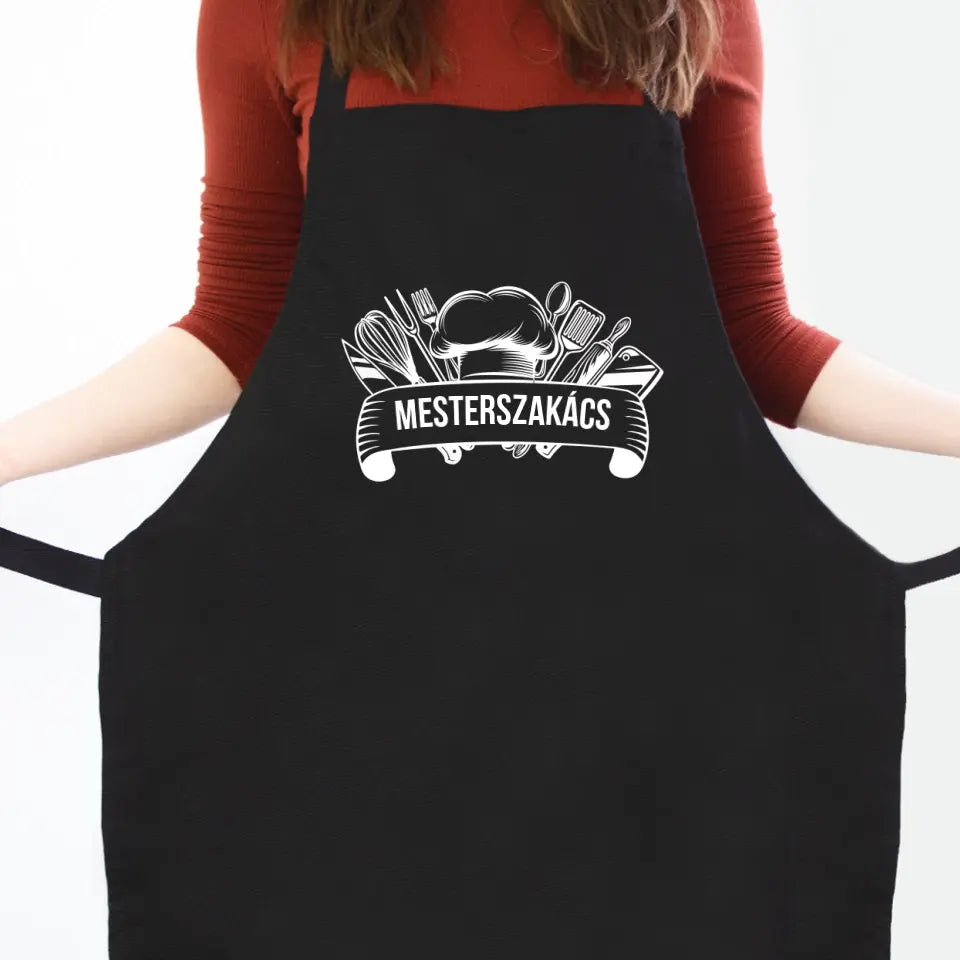 Egyedi feliratos fekete kötény