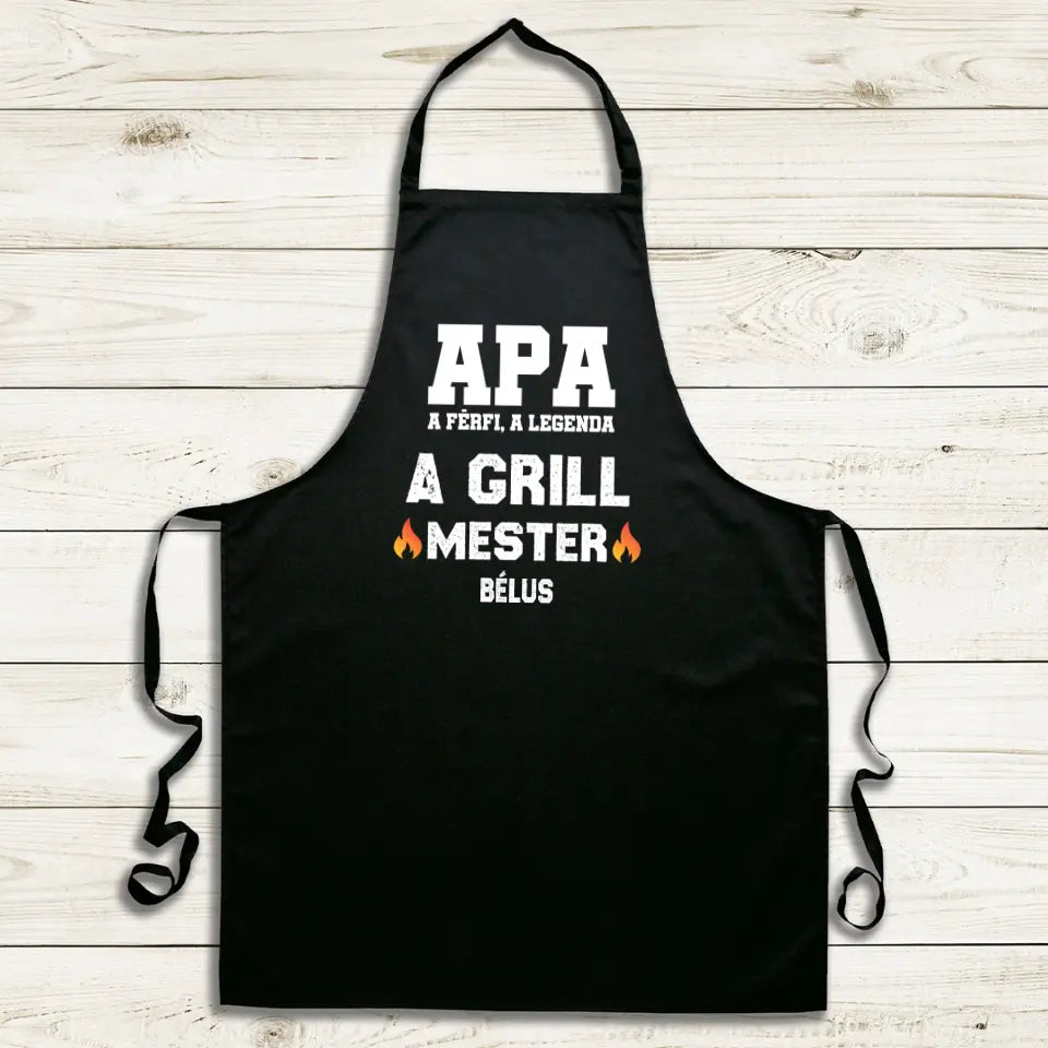 Apa a grillmester fekete kötény