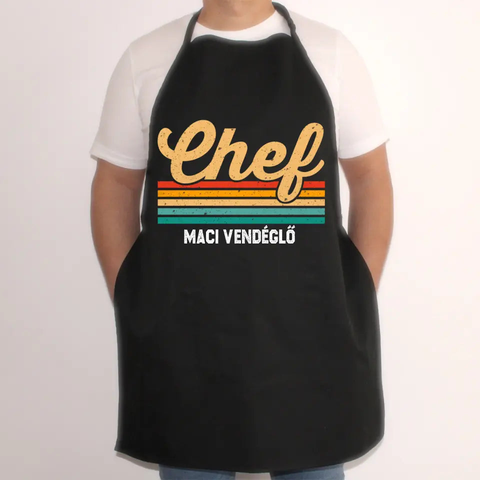 Chef feliratú fekete kötény