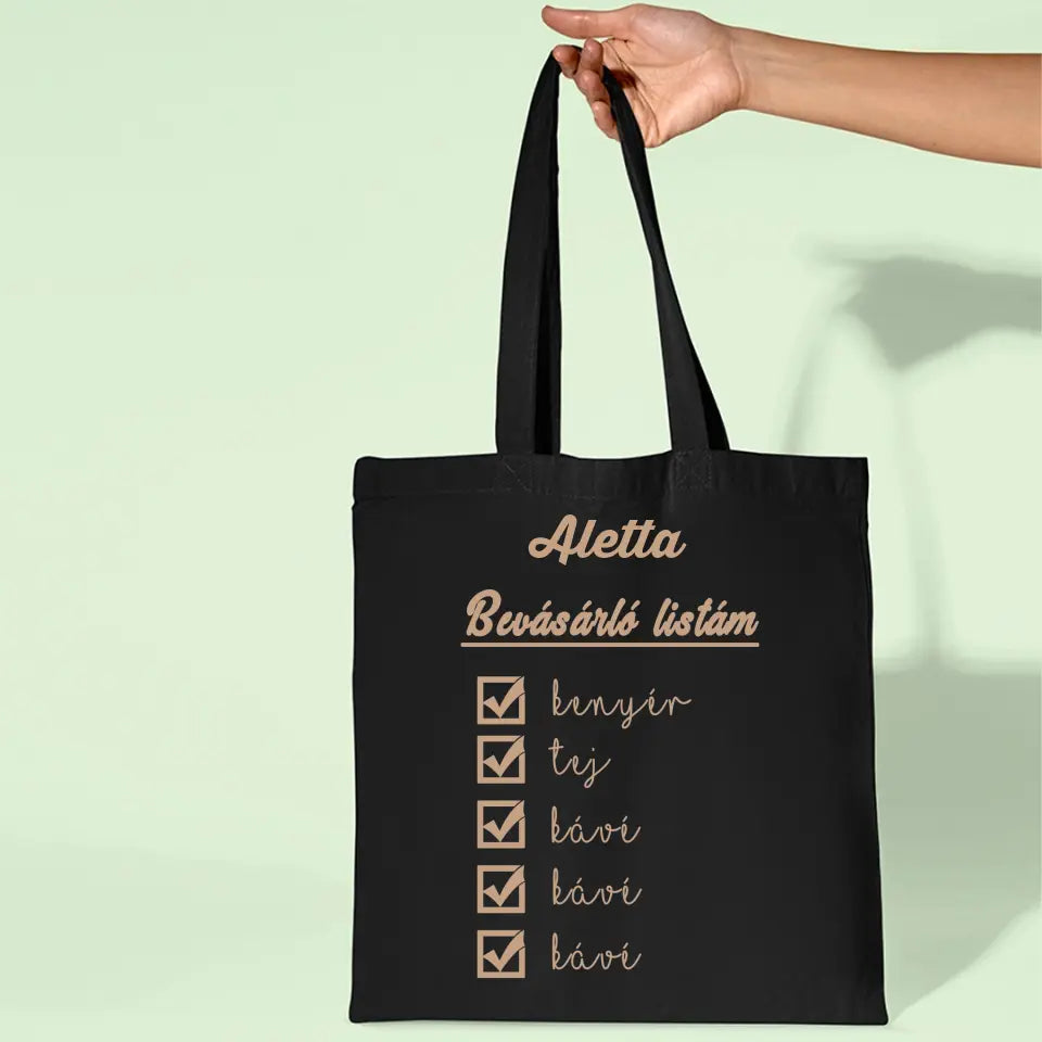 Az én bevásárló listám vászontáska szerkeszthető felirattal