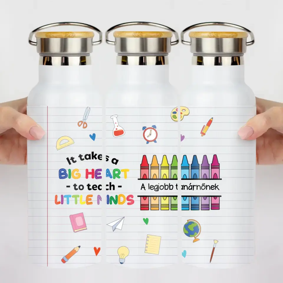 Bambusz fedeles szerkeszthető kulacs legjobb tanárnőnek