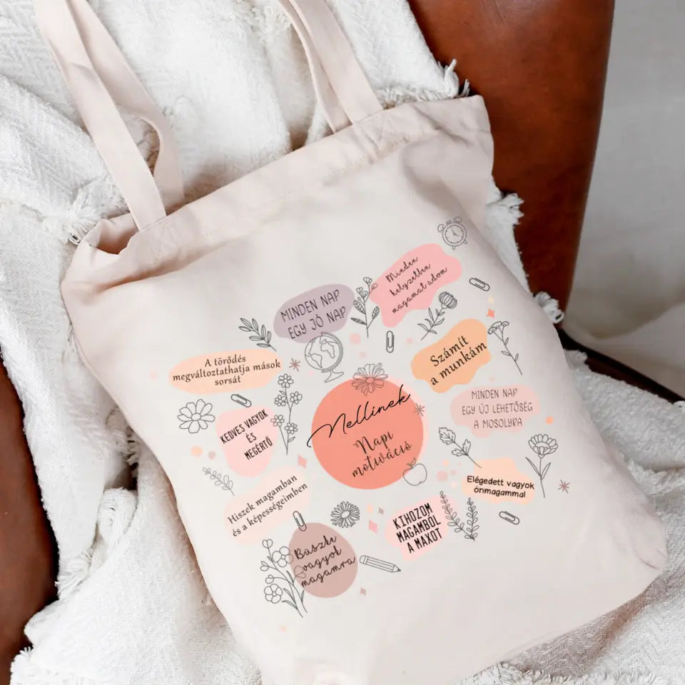 Napi motivációs egyedi vászontáska