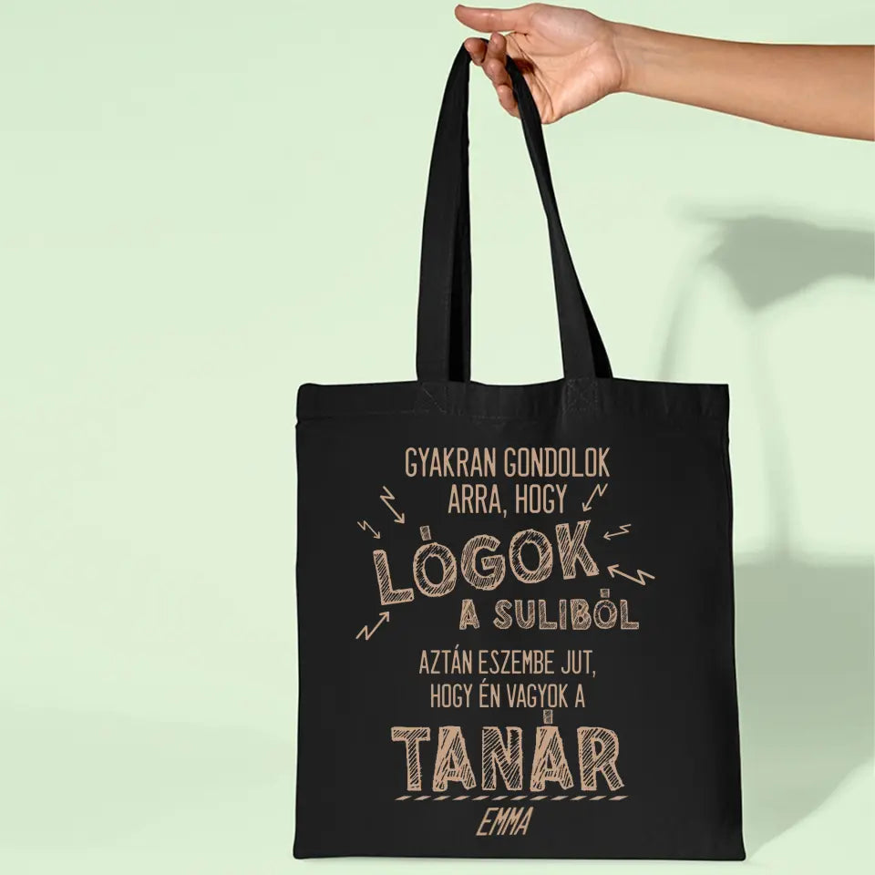 Ajándék vászontáska tanároknak egyedi névvel