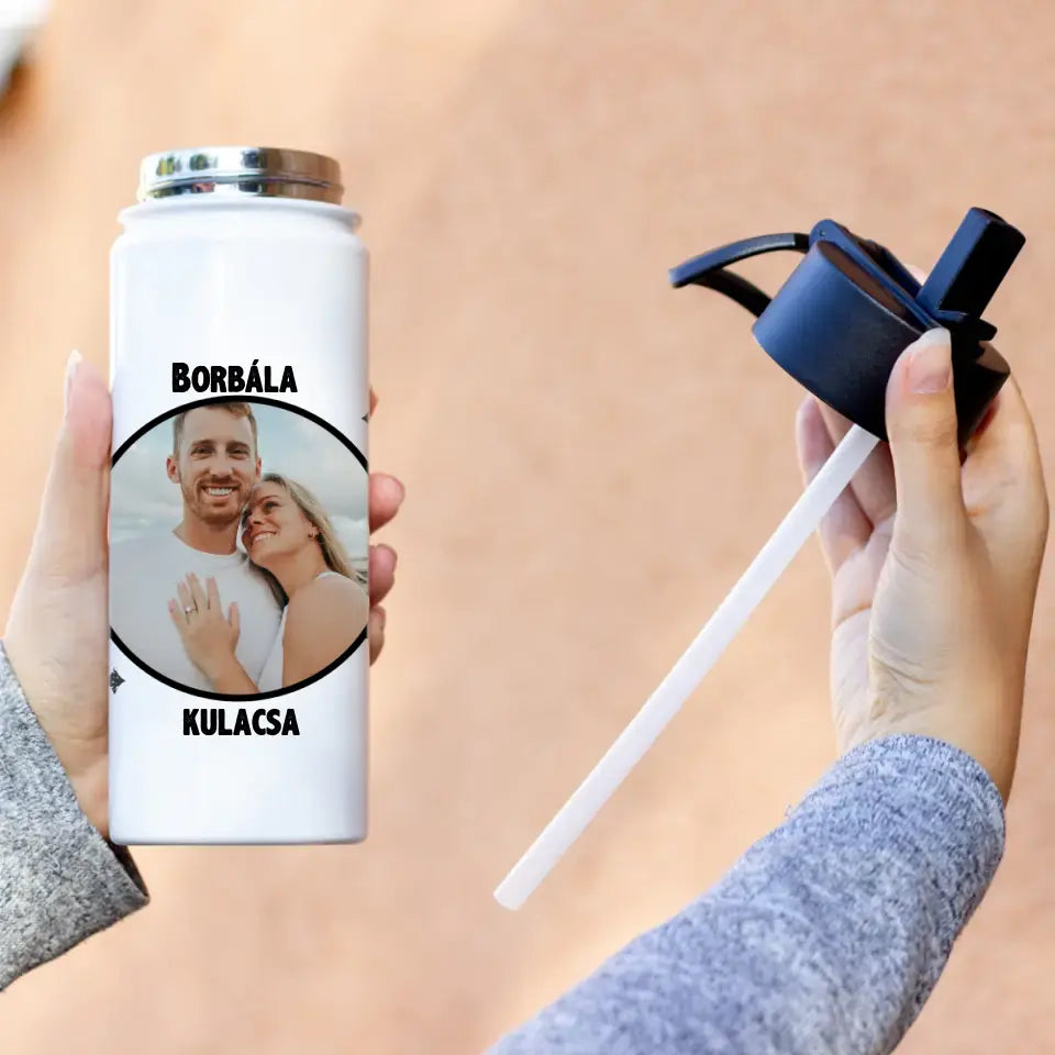 Szívószálas egyedi kulacs készítés saját képpel