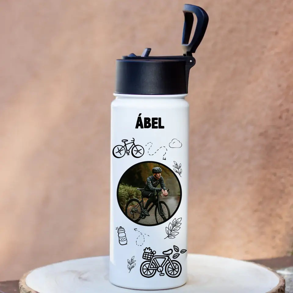 Szívószálas egyedi képes kulacs többféle rajzzal