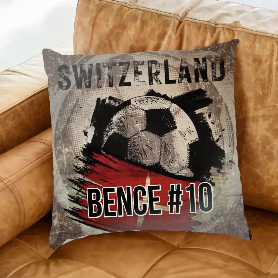 EB 2024 Svájc focis ajándék párna - egyedi névvel