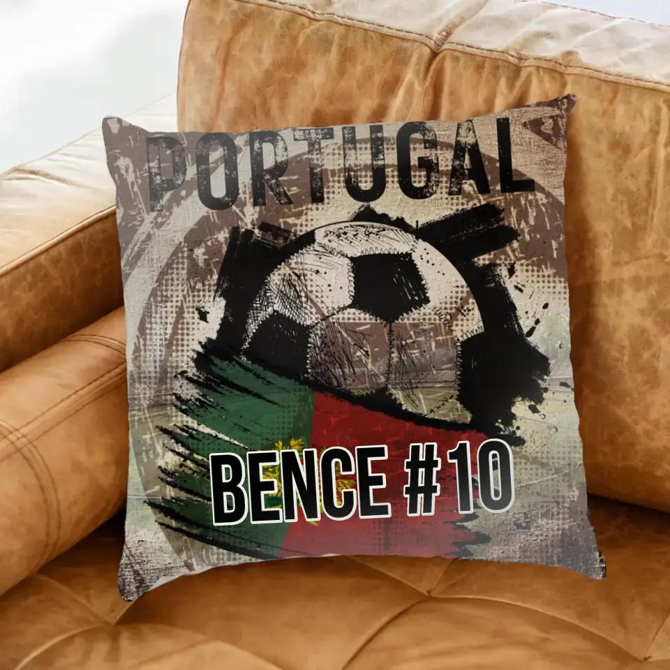 EB 2024 Portugália focis ajándék párna - egyedi névvel