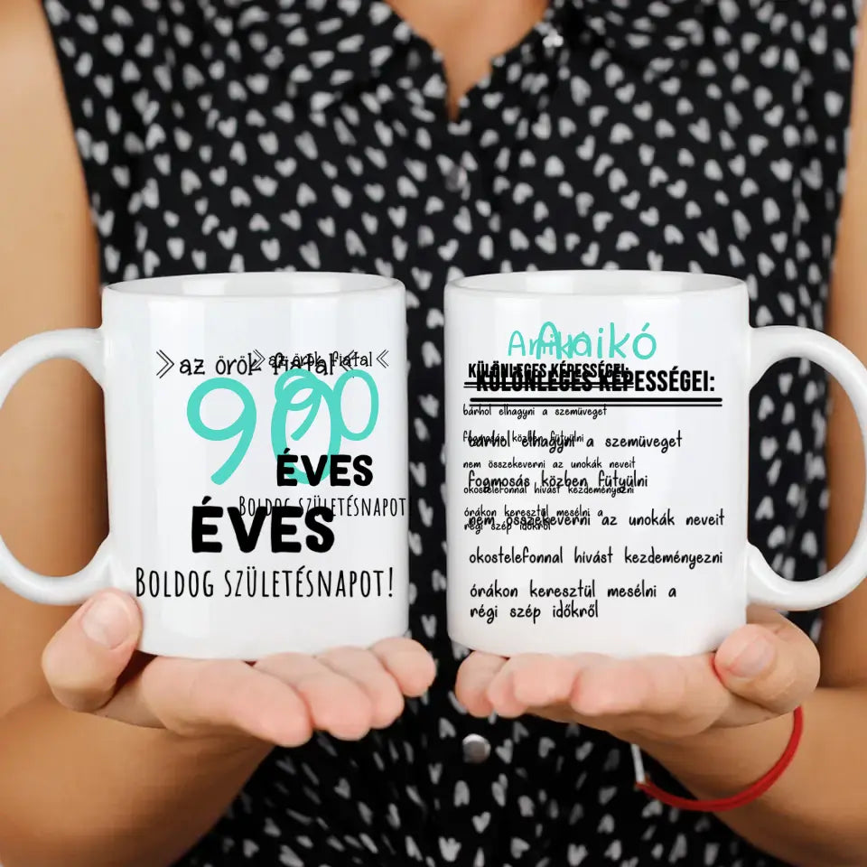 Egyedi születésnapi bögre 90. születésnapra