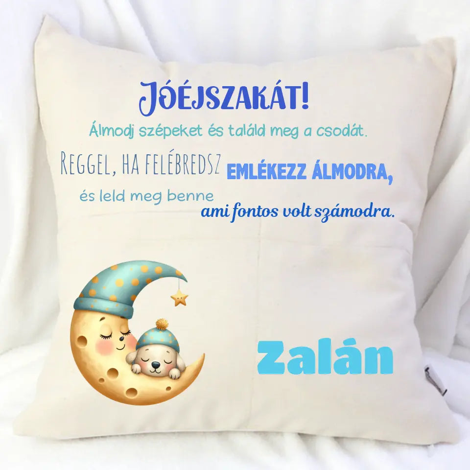 Jóéjszakát párna zsebekkel gyerekeknek állatokkal