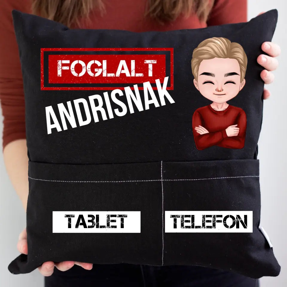 Személyre szabható cuki karakteres zsebes párna Férfiaknak