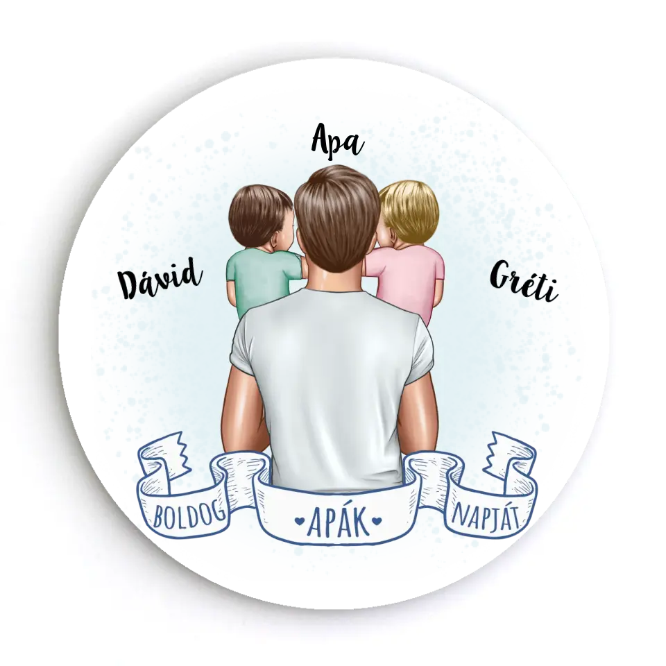 Apák napi ajándék - Szerkeszthető karakteres egyedi hűtőmágnes apáknak
