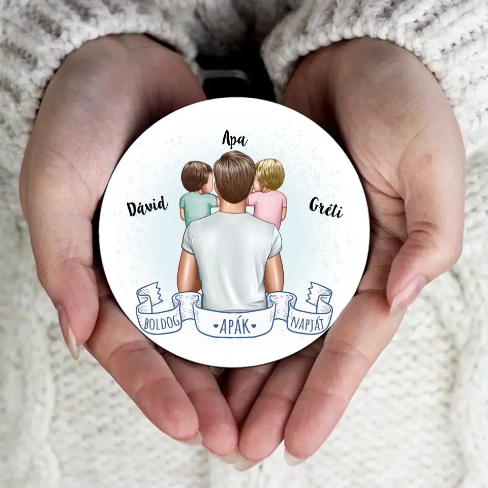 Apák napi ajándék - Szerkeszthető karakteres egyedi hűtőmágnes apáknak