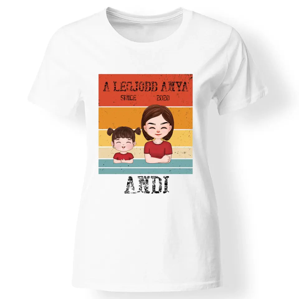 A legjobb Anya póló szerkeszthető karakterekkel fehér