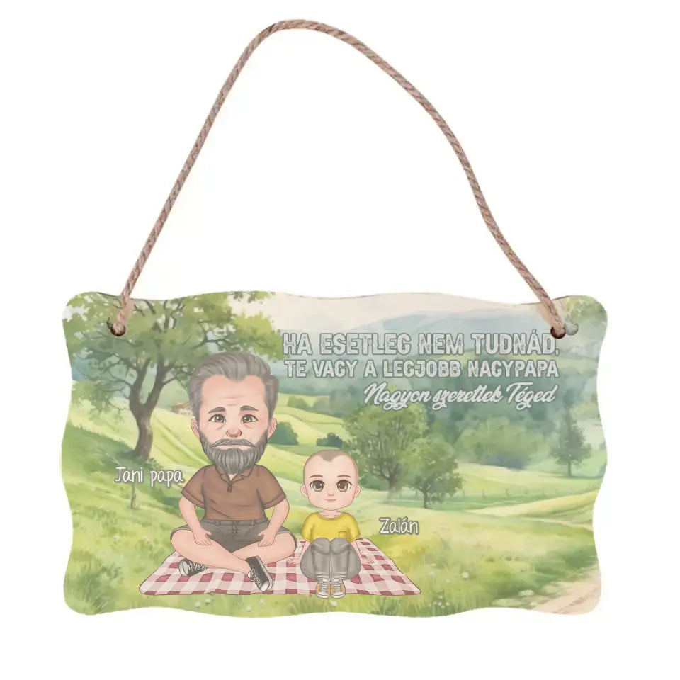 Apák napi ajándék nagypapáknak - Te vagy a legjobb nagypapa fali dekor tábla szerkeszthető karakterekkel