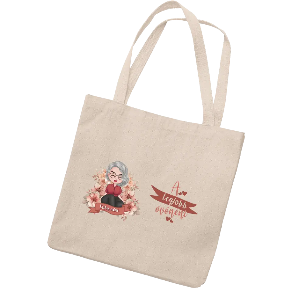 A legjobb óvónéni- szerkeszthető karakteres ajándék vászontáska pedagógusoknak