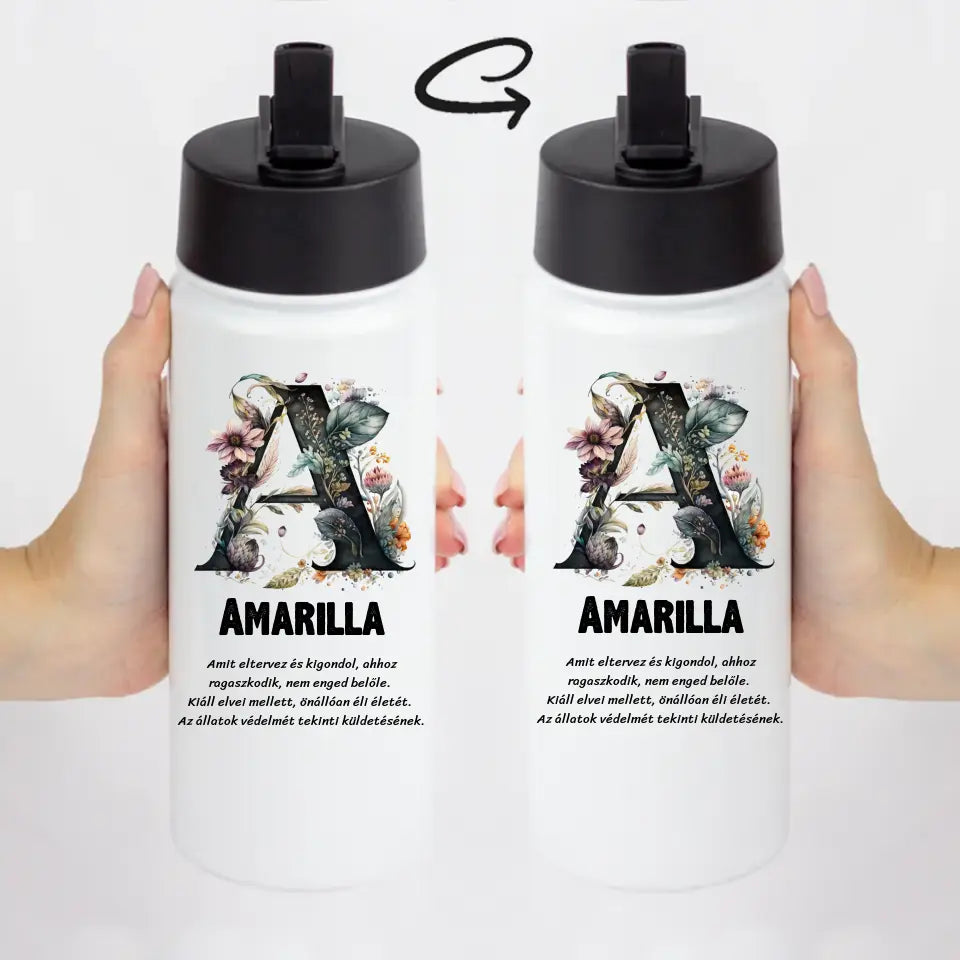 Szívószálas egyedi kulacs névvel