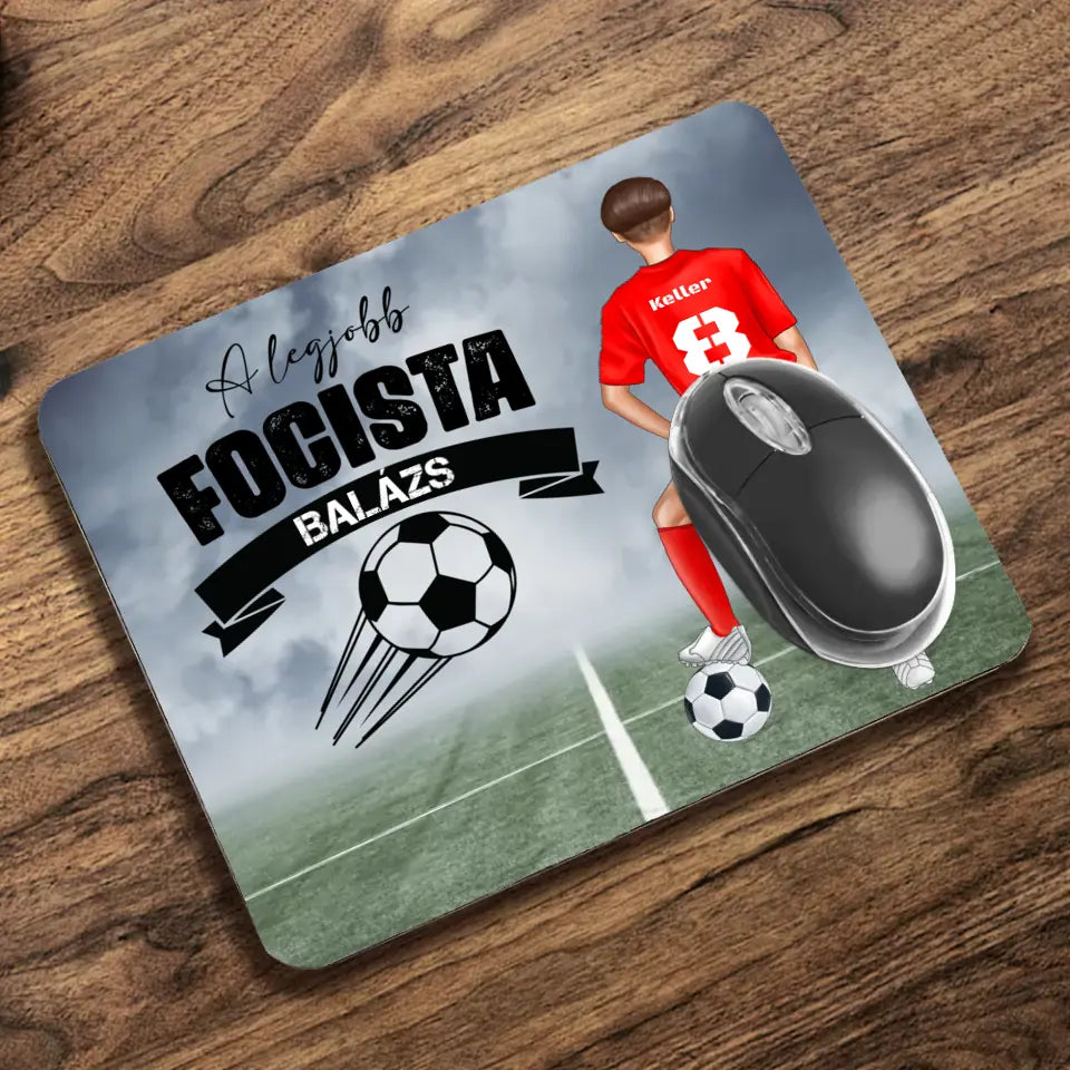 Személyre szabható focis egérpad fiúknak
