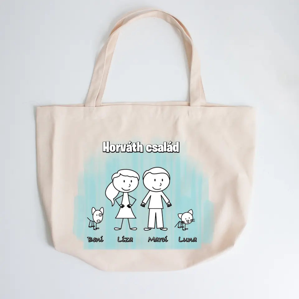 Nagy méretű családi vászontáska