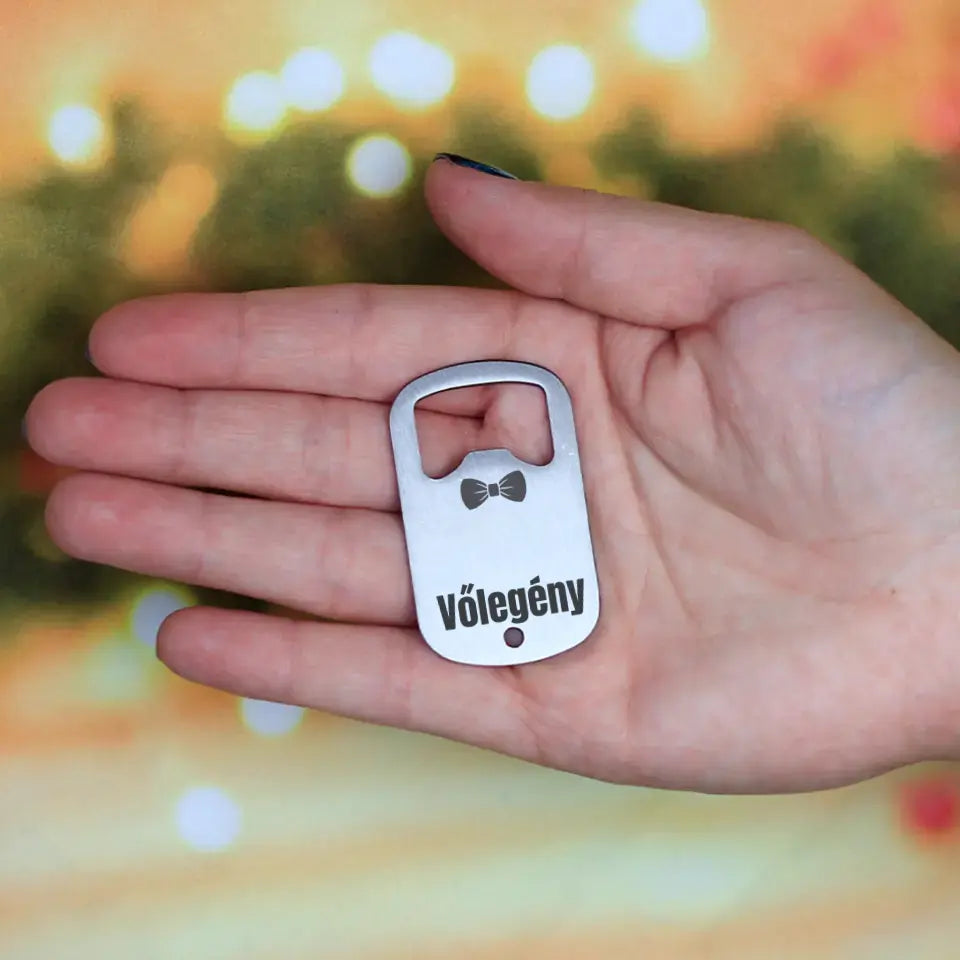 Szerkeszthető ajándék sörnyitó Legénybúcsúkra az egész csapatnak