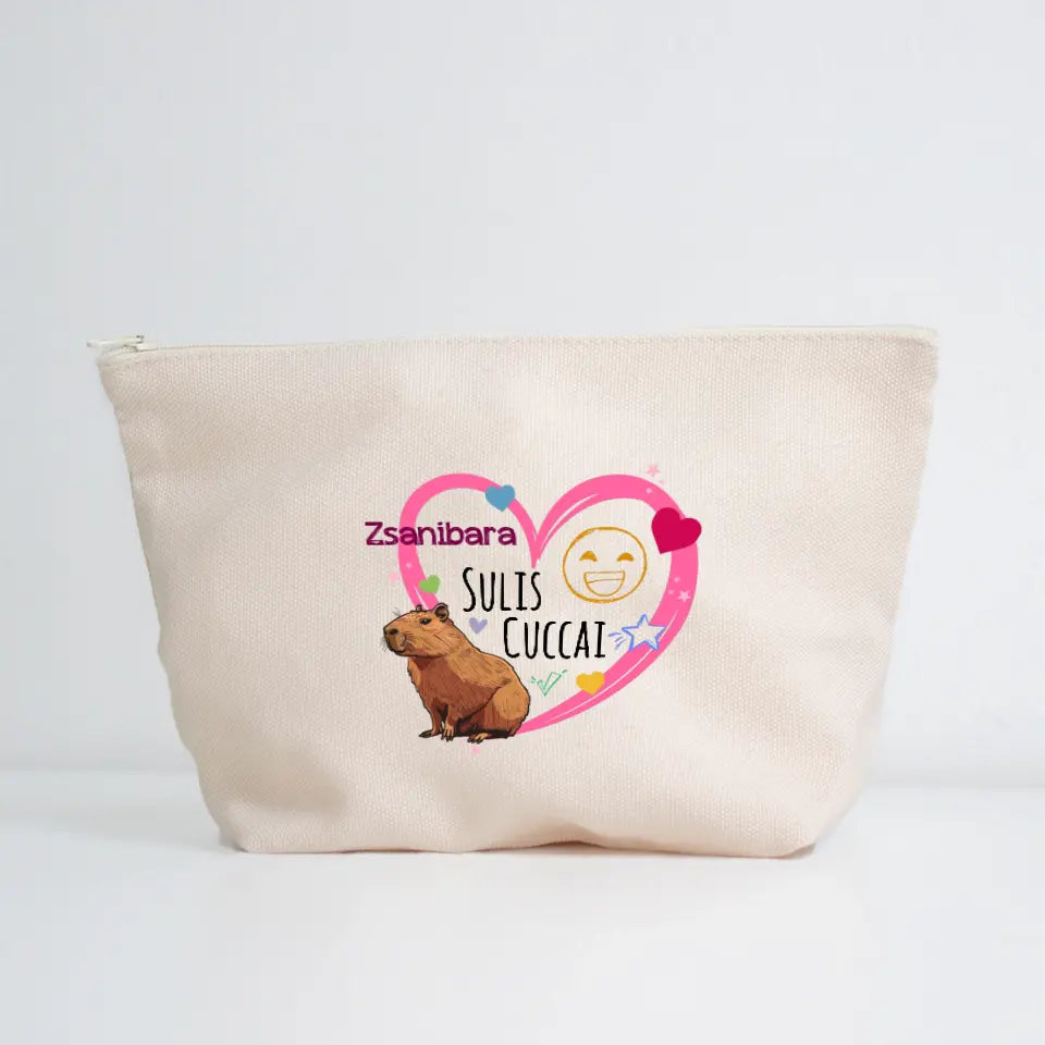 Szerkeszthető feliratos Capybara mintás ajándék neszeszer lányoknak