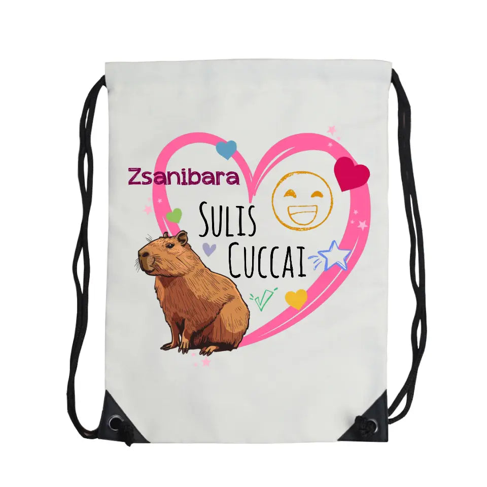 Szerkeszthető feliratos Capybara mintás ajándék tornazsák lányoknak