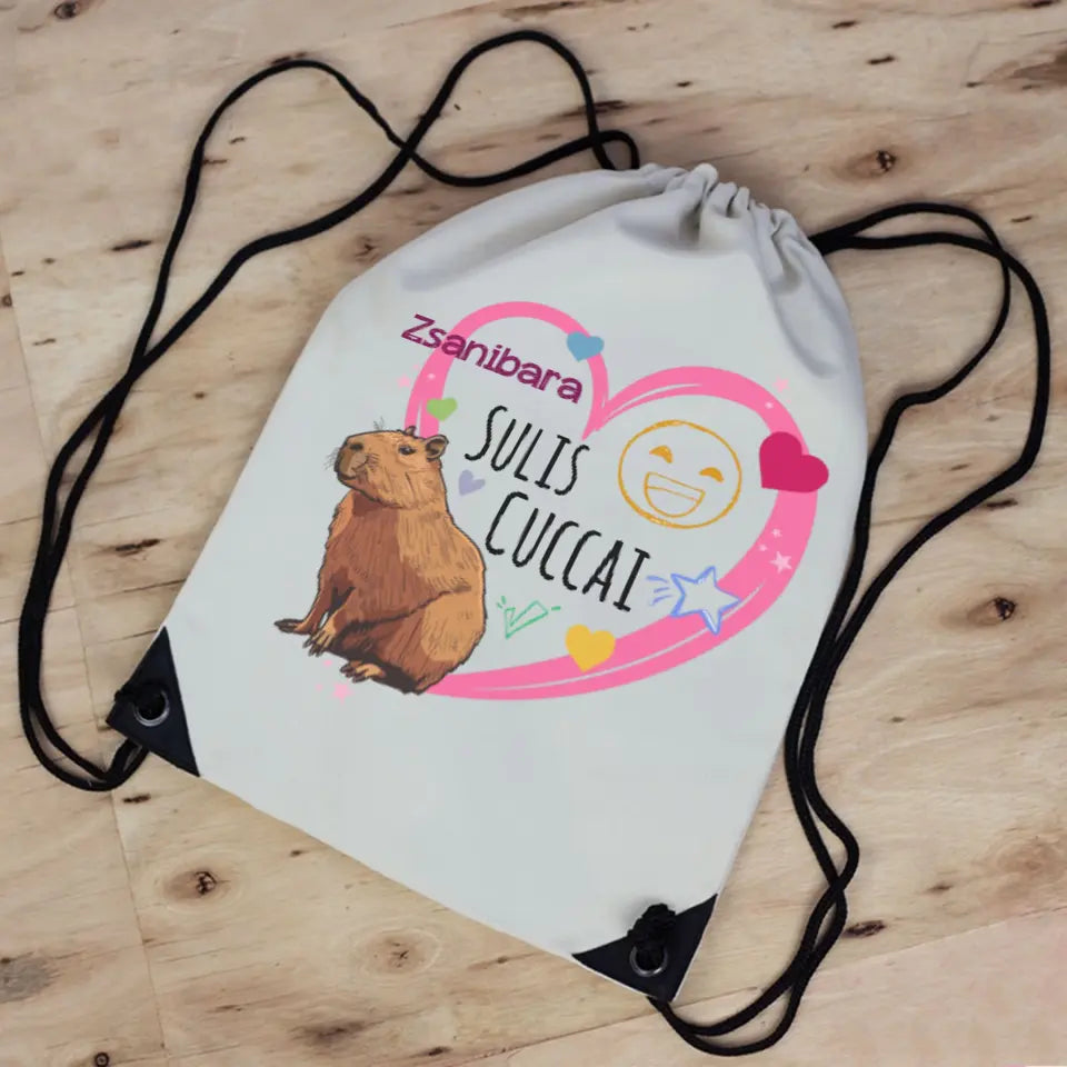 Szerkeszthető feliratos Capybara mintás ajándék tornazsák lányoknak