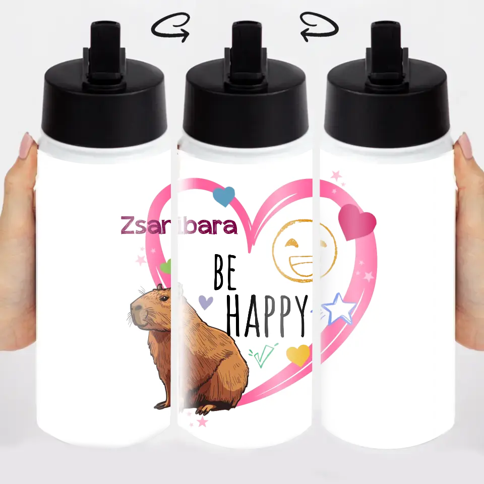 Szerkeszthető feliratos Capybara mintás ajándék kulacs lányoknak