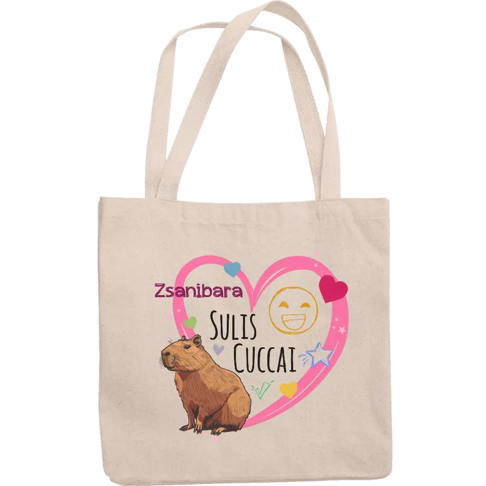 Szerkeszthető feliratos Capybara mintás ajándék vászontáska lányoknak
