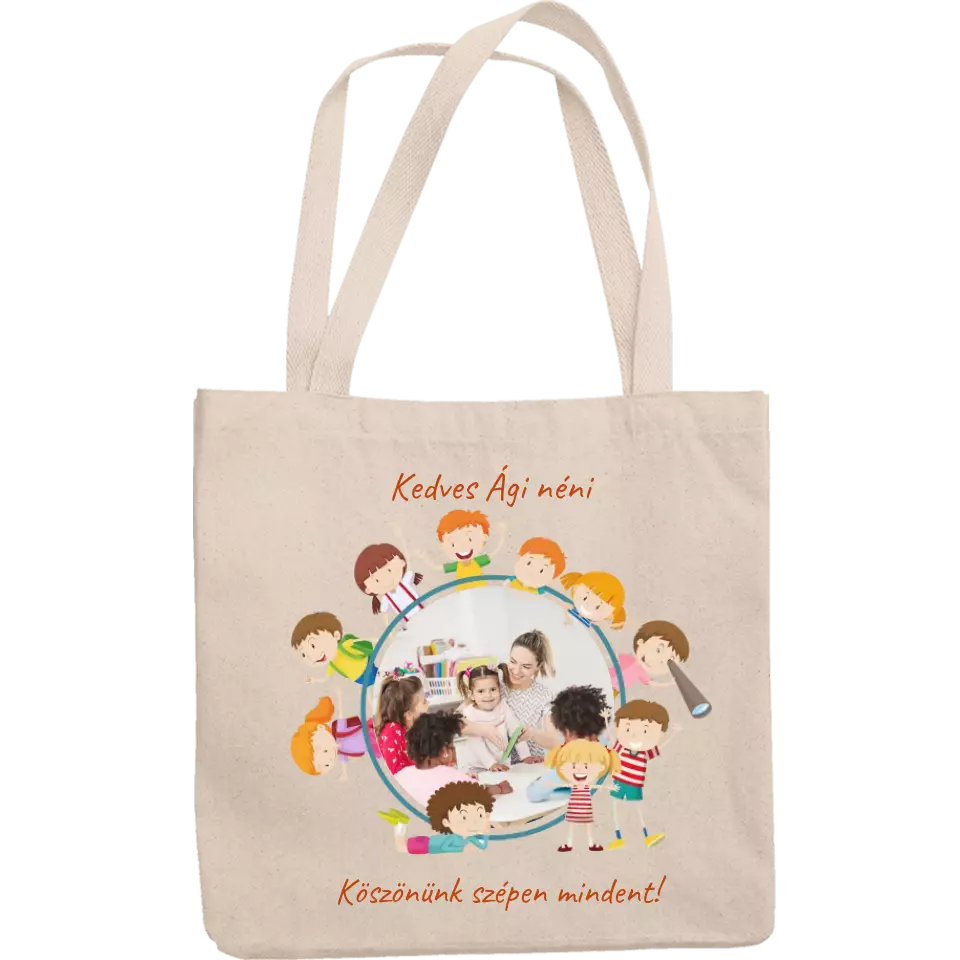 Egyedi szerkeszthető ajándék vászontáska Pedagógusoknak és Óvónőknek