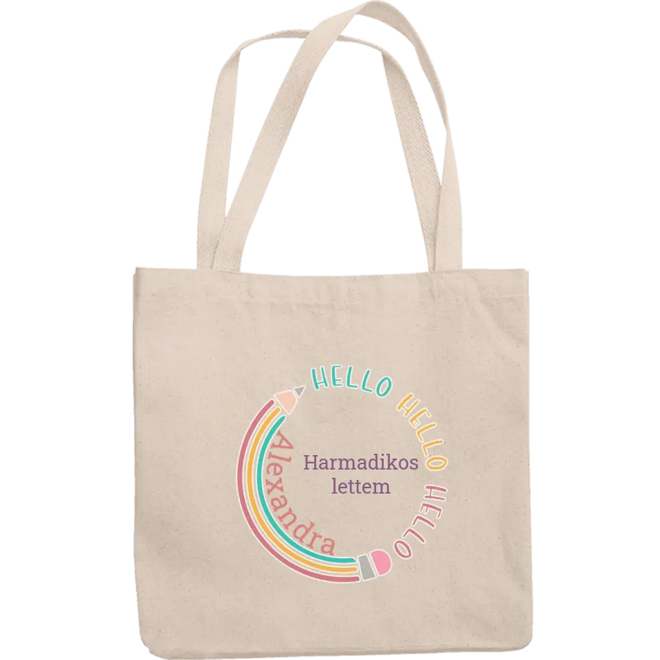 Szerkeszthető feliratos vászontáska gyerekeknek iskolakezdésre